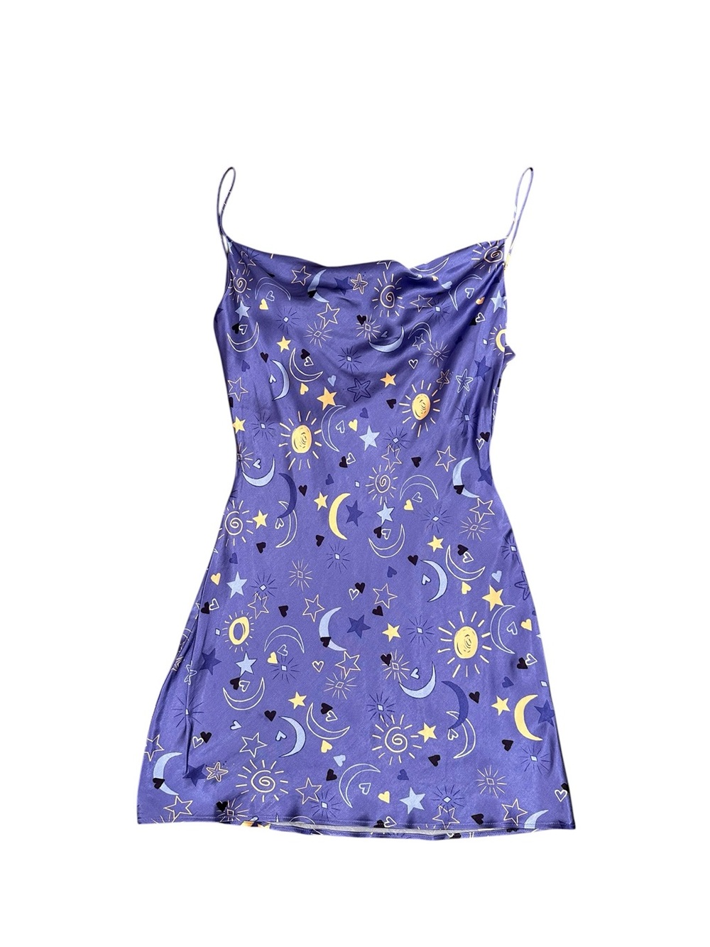 Zara NWT Silky Purple Celestial Slip mini Dress Cowl Neck. Fairy. Party. Rave S - Picture 10 of 16